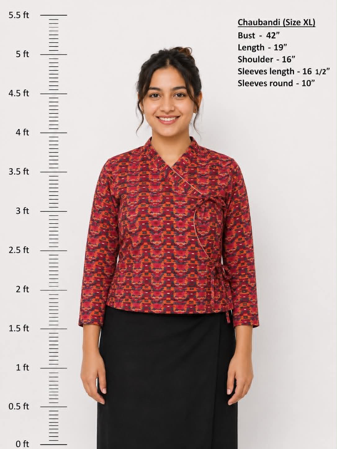 Women's Traditional Nepali Chaubandi Blouse – Size XL | Handmade Ethnic Wrap Top | Cultural & Festival Wear