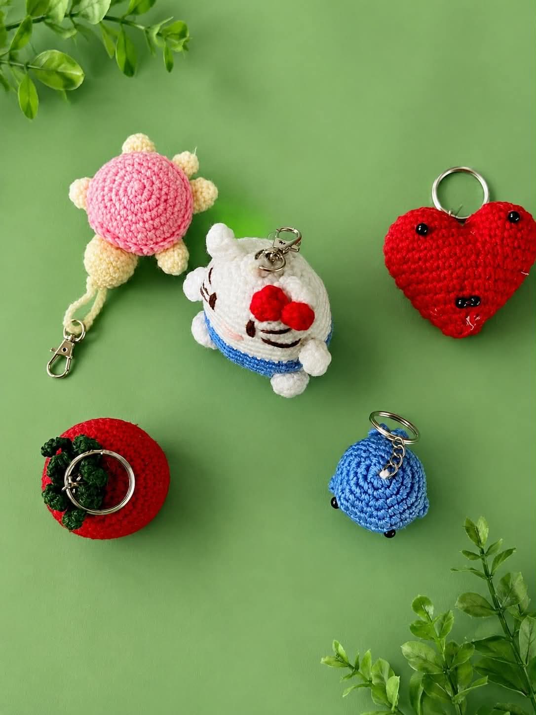 Handmade Crochet Keychains (Animal & Heart Key Rings)